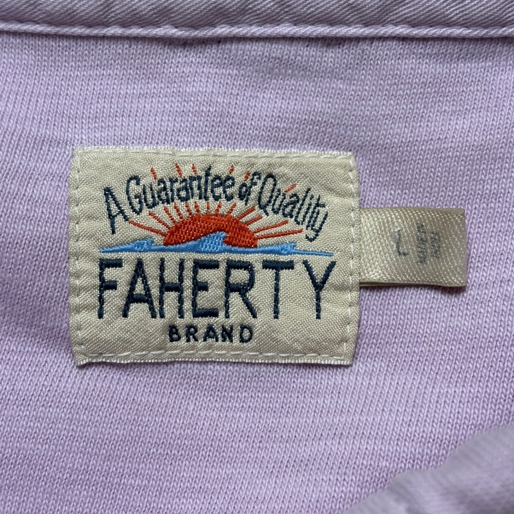 Faherty Sunwashed Knit Button-Up Shirt Mens L Purple Organic Cotton Long Sleeve - Picture 4 of 7